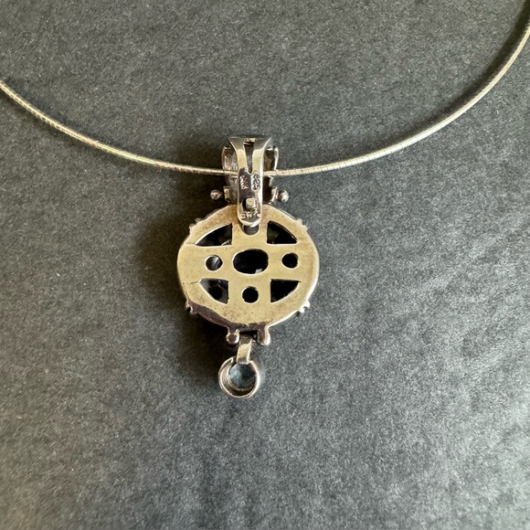 Samuel Benham 14K Gold Sterling Silver Amethyst Necklace BJC Blue Topaz Enhancer - Picture 6 of 13